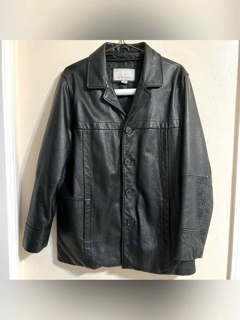 Black Leather Button-Up Men’s Jacket Wilson Small